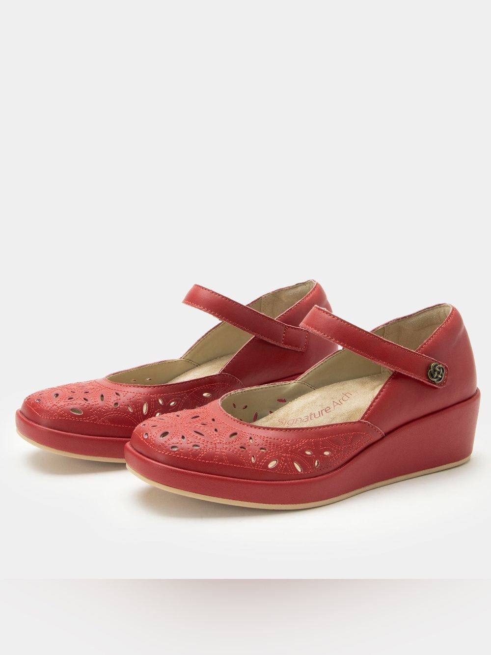 Alegria Hayes Ruby Breeze Leather Wedge Heel Mary Jane Shoes, Size 43